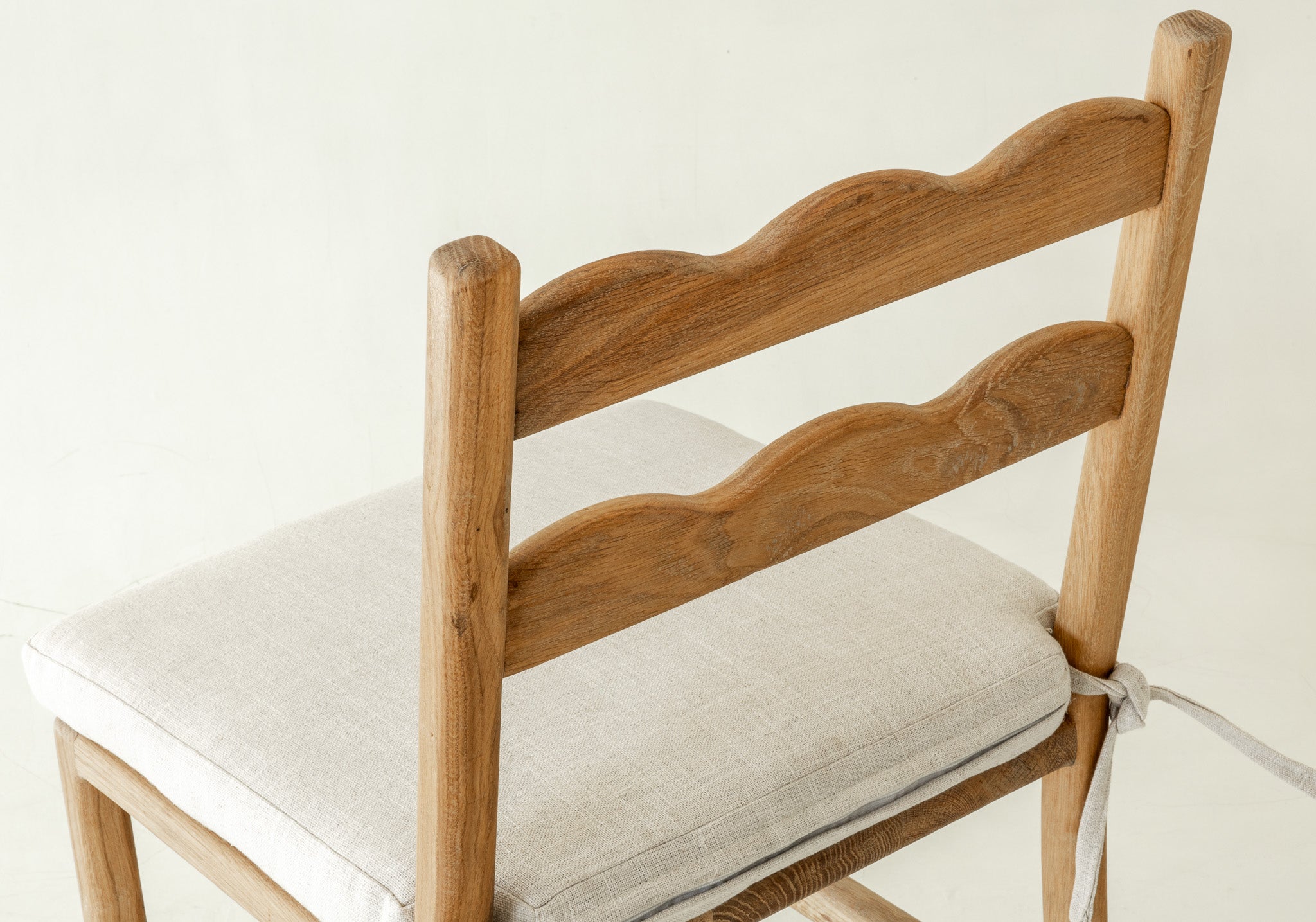 Charlie Solid Oak Dining Chair with cushion - close up of backrest