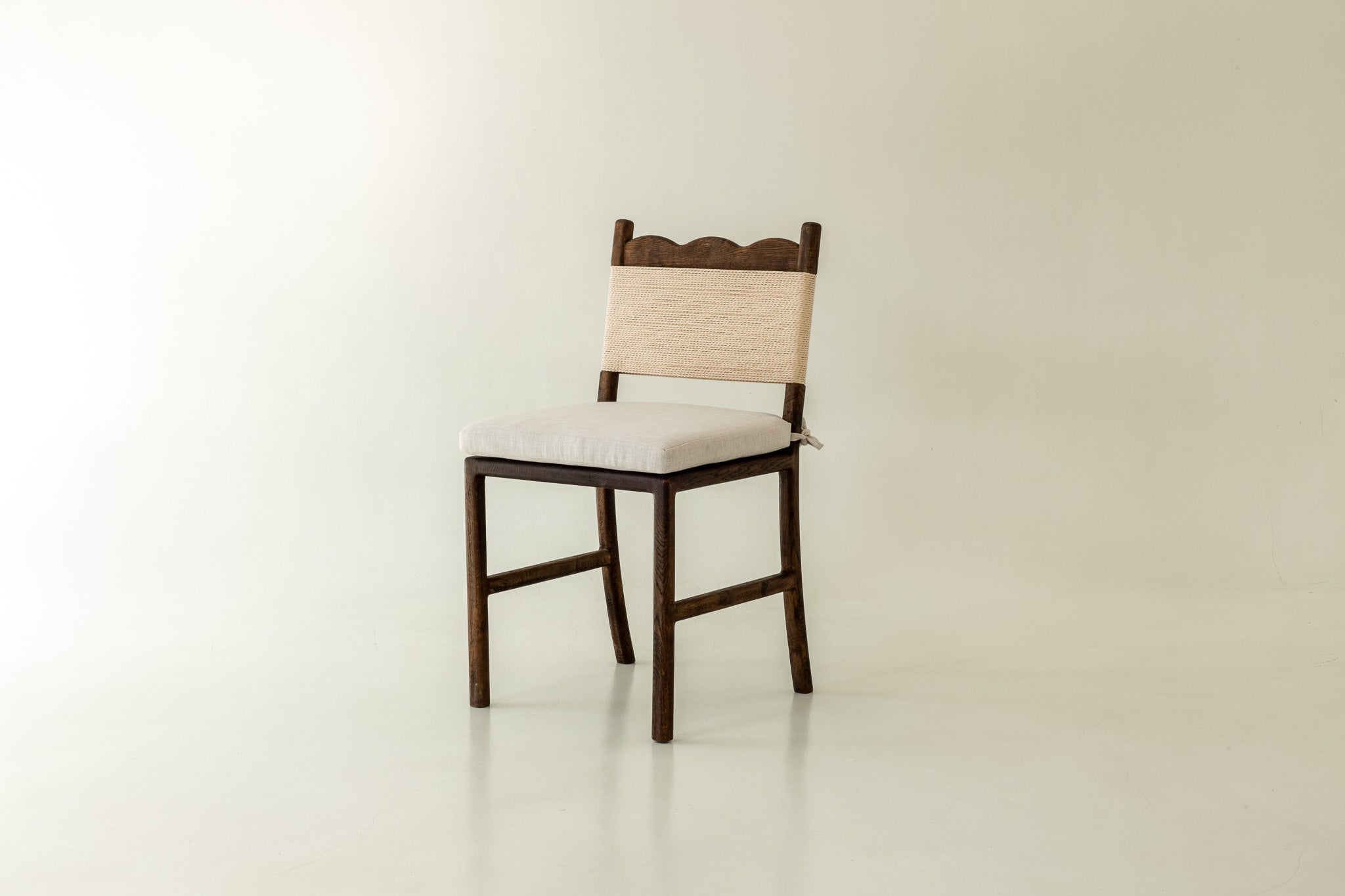 Lilly solid oak dining chair with cushion - in front angle 
