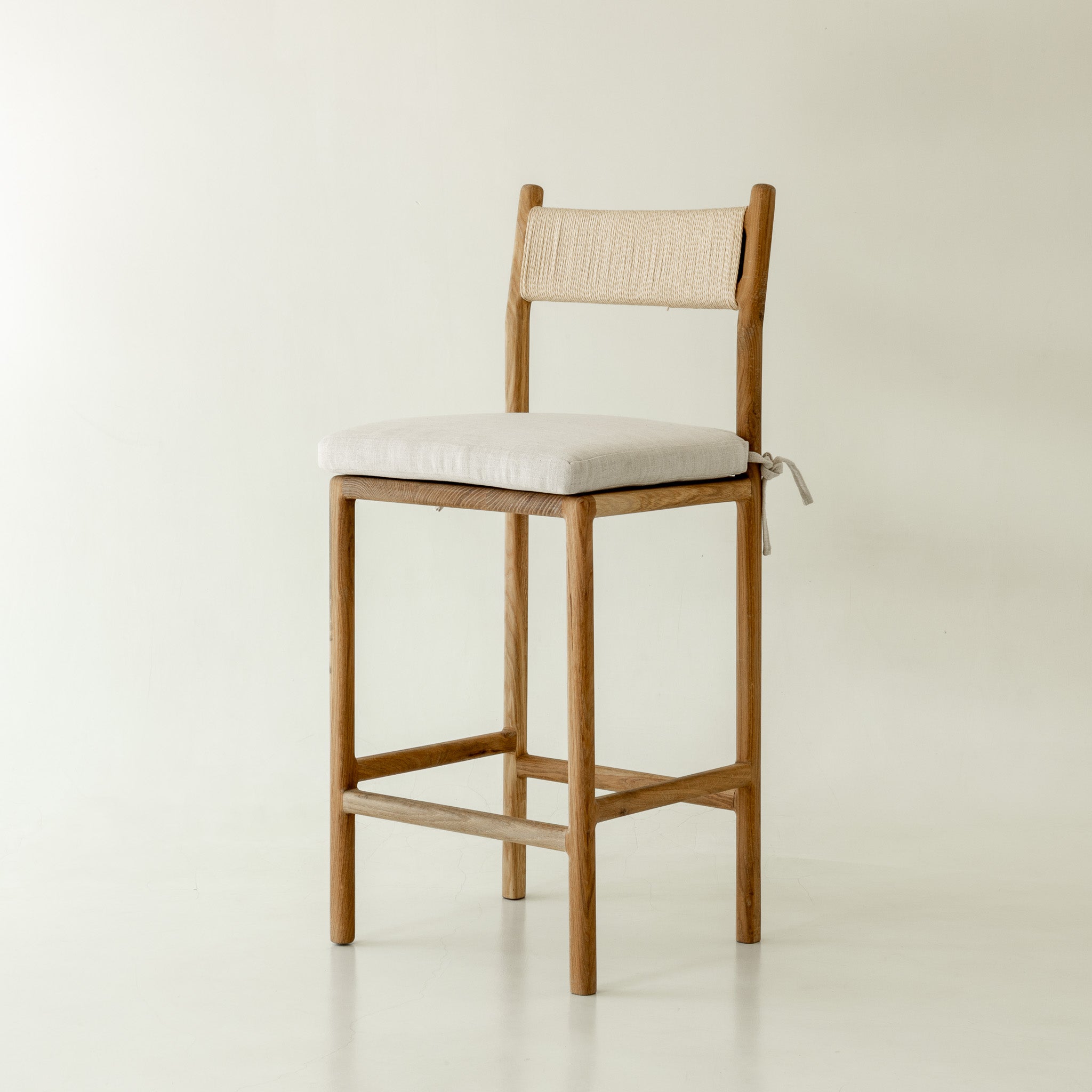 Nara Solid Oak Counter Stool - Front angle