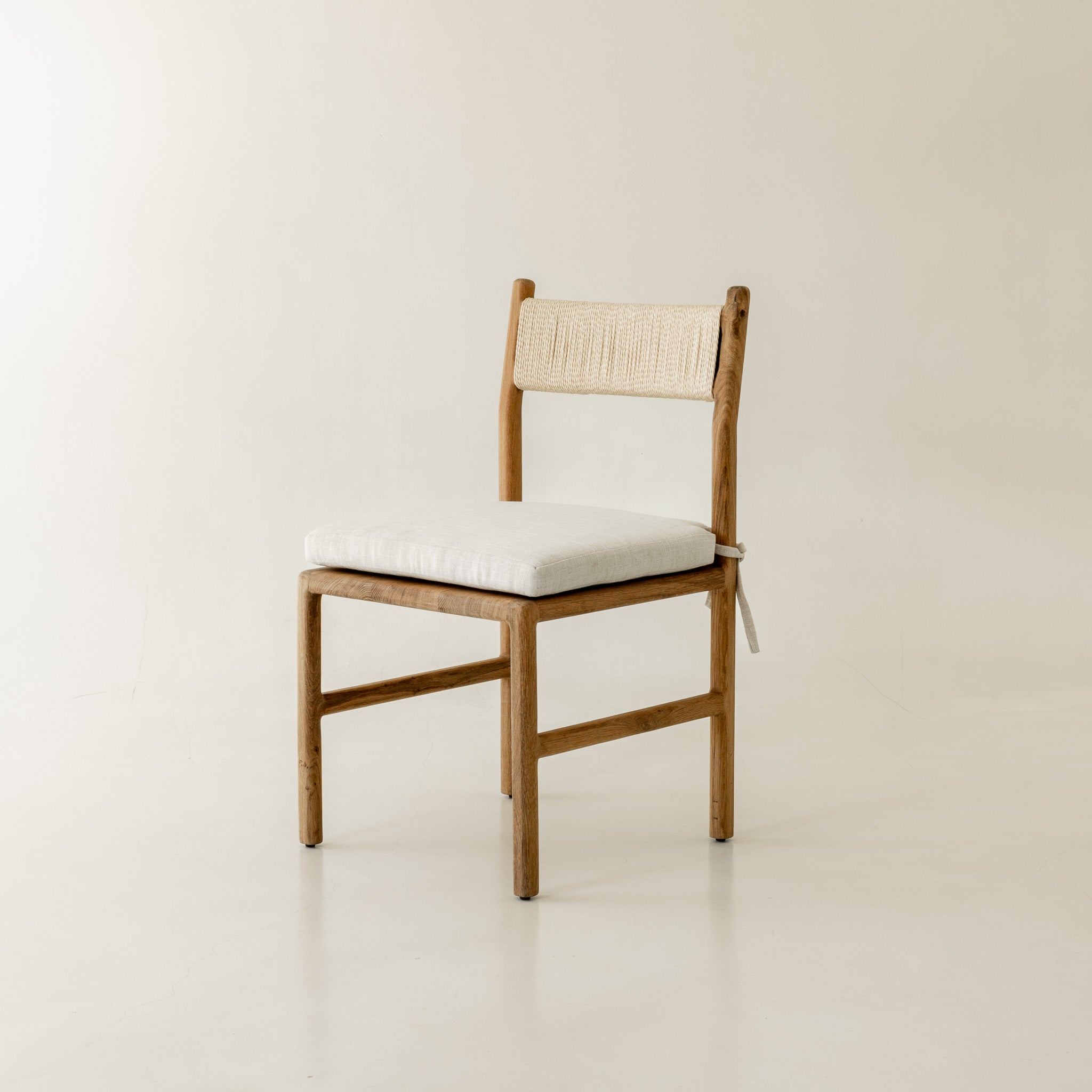 Nara Solid Oak Dining Chair with pillow - front angle