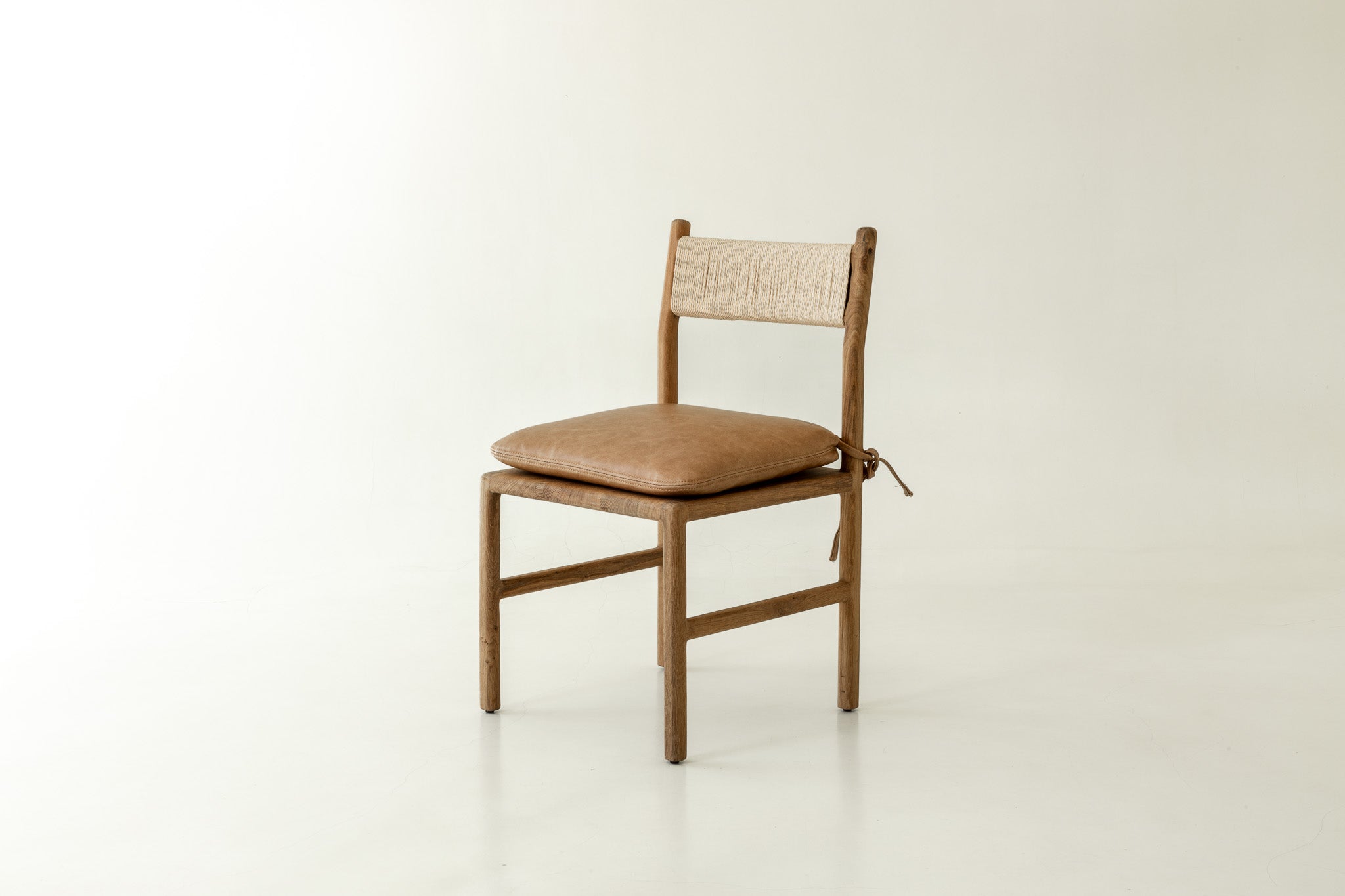 Nara Solid Oak Dining Chair with pillow - Front angle 
